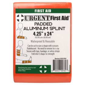 Padded Multi-Purpose Splint, Aluminum, Reusable, Orange, 4.25” x 24”, Urgent First Aid