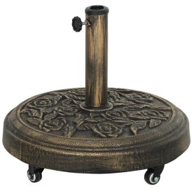 Round Patio Umbrella Base, 46 lbs Resin Umbrella Base with Wheels, Outdoor Umbrella Stand for 1.3"/1.5"/1.9" Umbrella Poles for Outdoor, Lawn, Poolsid