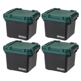 30 Qt Heavy Duty Trail Box, Stackable Storage Bin with Latching Lids, Black, 4Pk