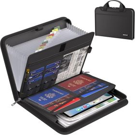 Accordion File Organizer, Fireproof Expanding File Folder with 13 Pockets Document Organizer with Handle & Labels