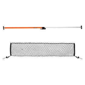 Cargo Bar, Ratcheting Cargo Bar Adjustable from 40" to 73", Heavy-duty Steel Cargos Stabilizer with Storage Net & Non-Slip Foot Pads