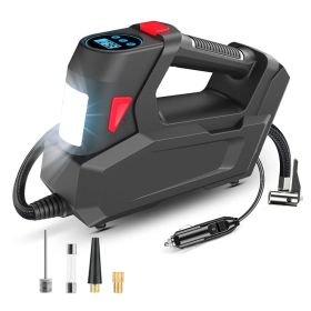 1Pc Portable Tire Inflator 120 PSI Maximum 90W Powered Tire Inflator With Digital Display LED Light Inflatable Nozzle Needle Fuse Air Compressor For B