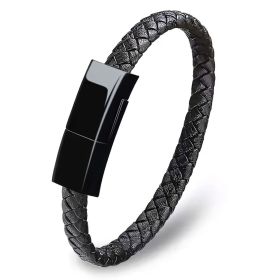 USB Charging Bracelet Cable Fashion Double Braided Leather Wrist Data Charger Cord; Perfect Birthday/Christmas/New Year/Thanksgiving Day Gift For (size: Type-C)