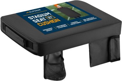 Alpcour Portable Extra Thick Stadium Seat Cushion - 21x 15 Inch Bleacher Cushion with Side Pocket (Color: black, size: 21" Wide)